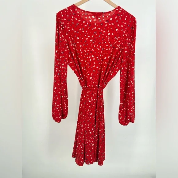 "NWT" Banana Republic Floral Red Belted Fit & Flare Dress- Women's Size XL